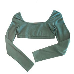 Garage Womens Y2K Ultra Crop Top SMALL Green Long Sleeves Streetwear Indie
